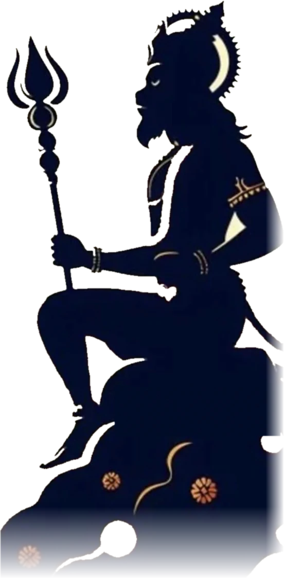 Silhouette of Hanuman with a trident